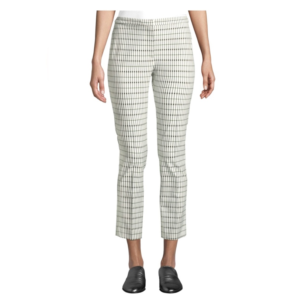 NWT Theory Classic Skinny Pant Size 2 White Multi Viscose Grid